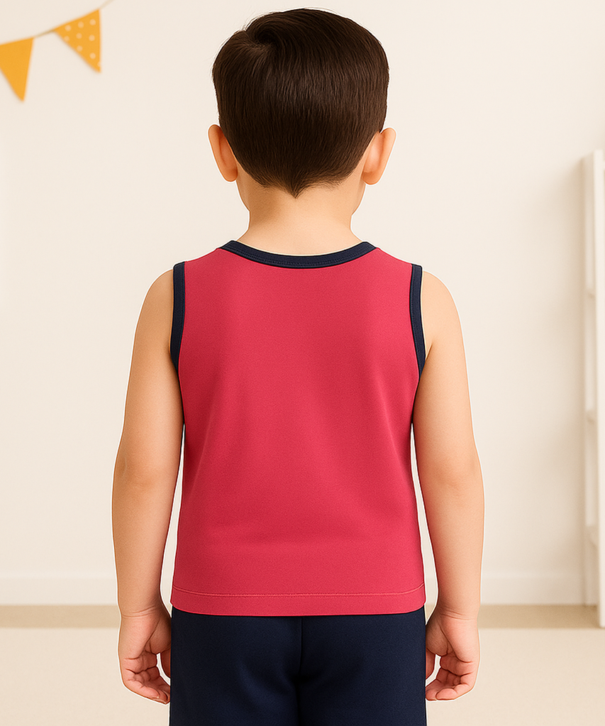 Kids Sleeveless Tshirt Printed 100% Cotton Bright Pink Color 4 To 11 Years Tshirt