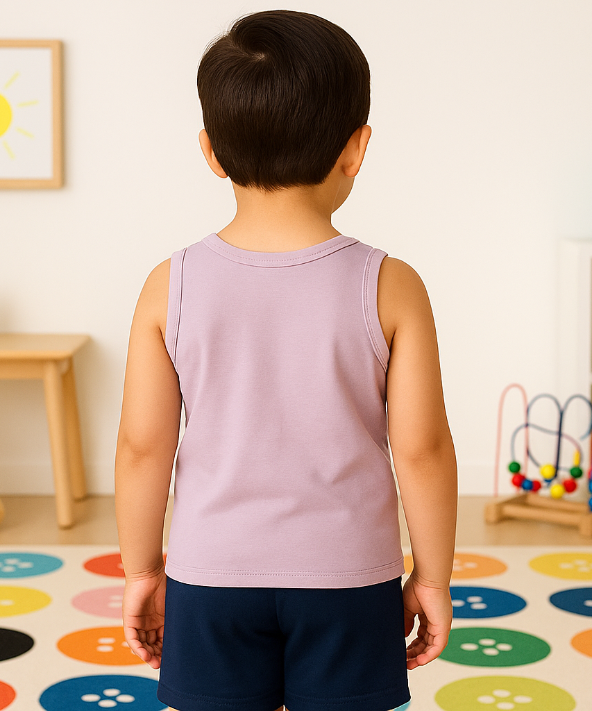 Kids Sleeveless Tshirt Printed 100% Cotton Pink Color 4 To 11 Years Tshirt