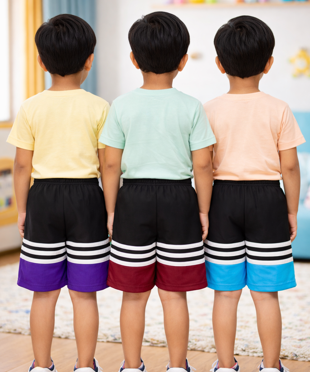Cotton Cut & Sew Shorts for Kids with Rope | Age 1 to 6 Years (Pack of 3 Pieces)