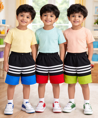 Cotton Cut & Sew Shorts for Kids with Rope | Age 1 to 6 Years (Pack of 3 Pieces)