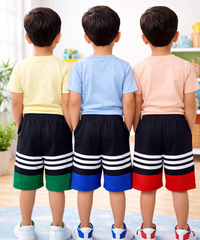 Cotton Cut & Sew Shorts for Kids with Rope | Age 1 to 6 Years (Pack of 3 Pieces)