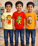 Kids Cotton Tshirt With Cartoon Print Multi Color | Age 0 to 6 Years (Pack of 3 Pieces)