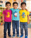 Kids Cotton Tshirt With Cartoon Print Multi Color | Age 0 to 6 Years (Pack of 3 Pieces)