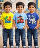 Kids Cotton Tshirt With Cartoon Print Multi Color | Age 0 to 6 Years (Pack of 3 Pieces)