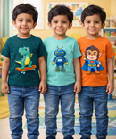 Kids Cotton Tshirt With Cartoon Print Multi Color | Age 0 to 6 Years (Pack of 3 Pieces)