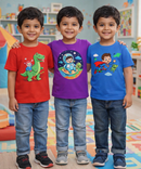 Kids Cotton Tshirt With Cartoon Print Multi Color | Age 0 to 6 Years (Pack of 3 Pieces)