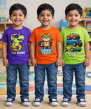 Kids Cotton Tshirt With Cartoon Print Multi Color | Age 0 to 6 Years (Pack of 3 Pieces)