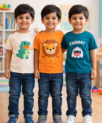 Kids Cotton Tshirt With Cartoon Print Multi Color | Age 0 to 6 Years (Pack of 3 Pieces)