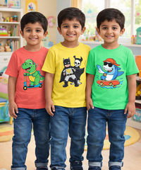 Kids Cotton Tshirt With Cartoon Print Multi Color | Age 0 to 6 Years (Pack of 3 Pieces)