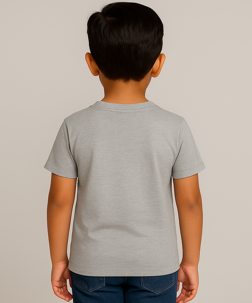 Kids Tshirt Printed 100% Cotton Single Gray Black Color Rolls Run Tshirt