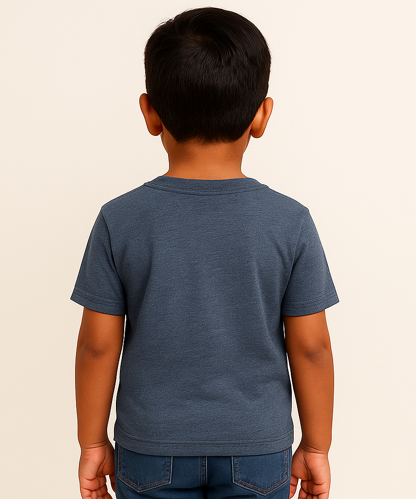 Kids Tshirt Printed 100% Cotton Single Denim Black Color Rolls Run Tshirt