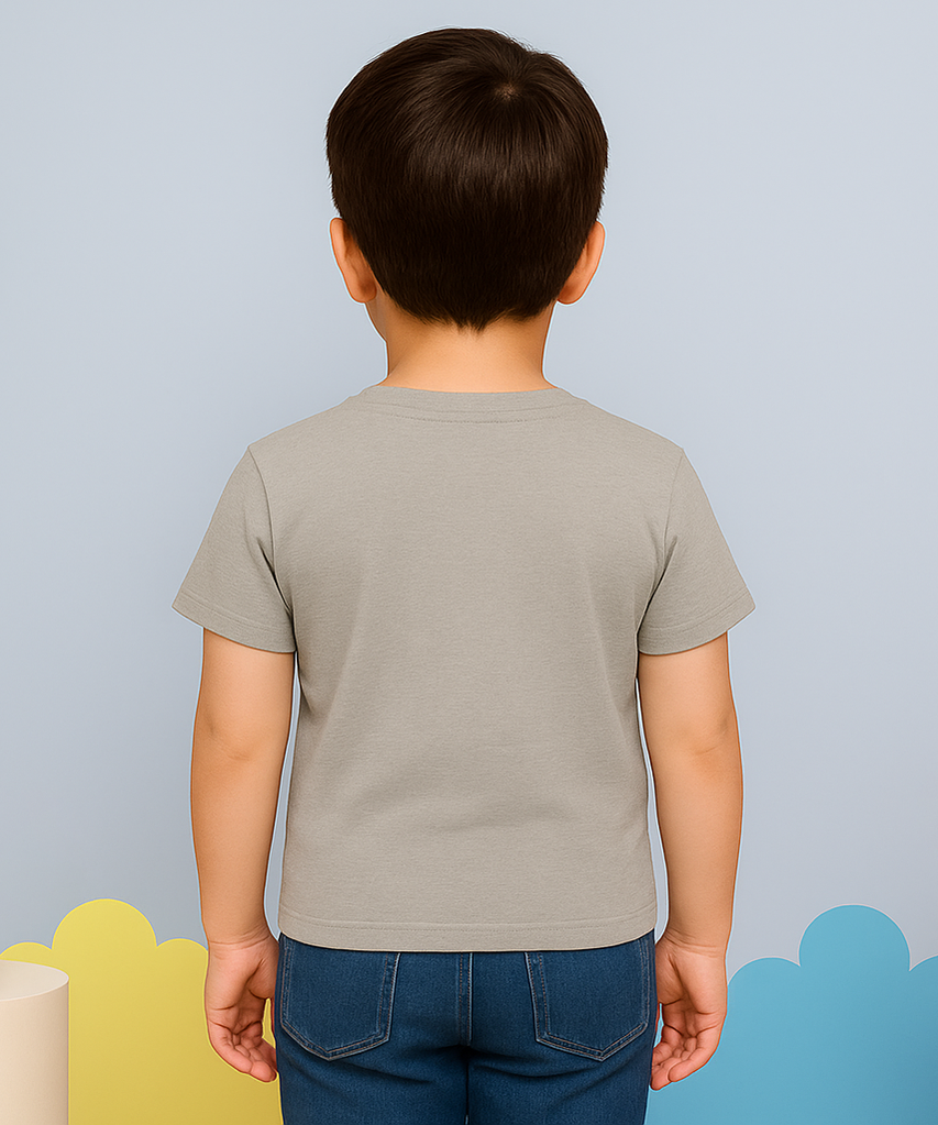 Kids Tshirt Printed 100% Cotton Single Jersey Gray Color Rolls Run Tshirt