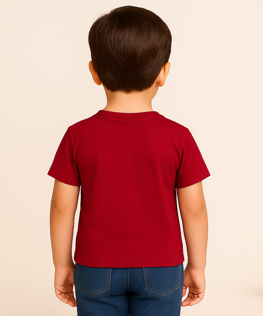 Kids Tshirt Printed 100% Cotton Single Jersey Red Color Rolls Run Tshirt