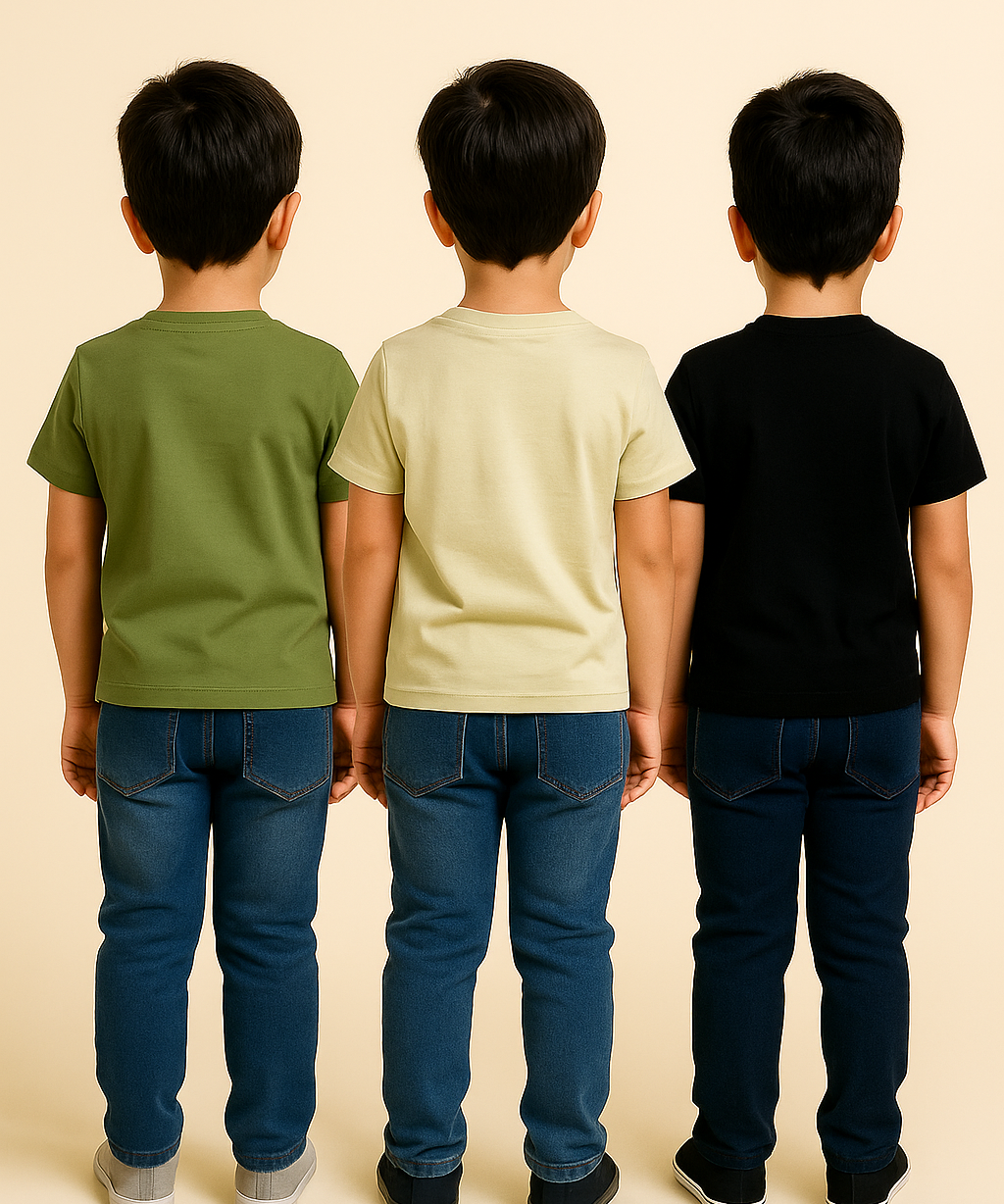 Kids 100% Cotton Fine Tshirt With Printed Multi Colour | Age 1 to 6 Years (Pack of 3 Pieces)