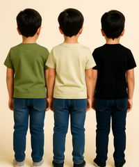 Kids 100% Cotton Fine Tshirt With Printed Multi Colour | Age 1 to 6 Years (Pack of 3 Pieces)