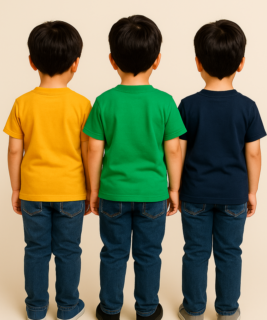Kids 100% Cotton Fine Tshirt With Printed Multi Colour | Age 1 to 6 Years (Pack of 3 Pieces)