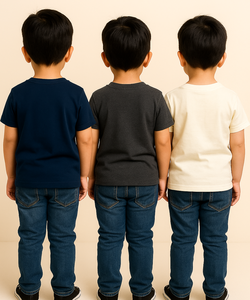 Kids 100% Cotton Fine Tshirt With Printed Multi Colour | Age 1 to 6 Years (Pack of 3 Pieces)