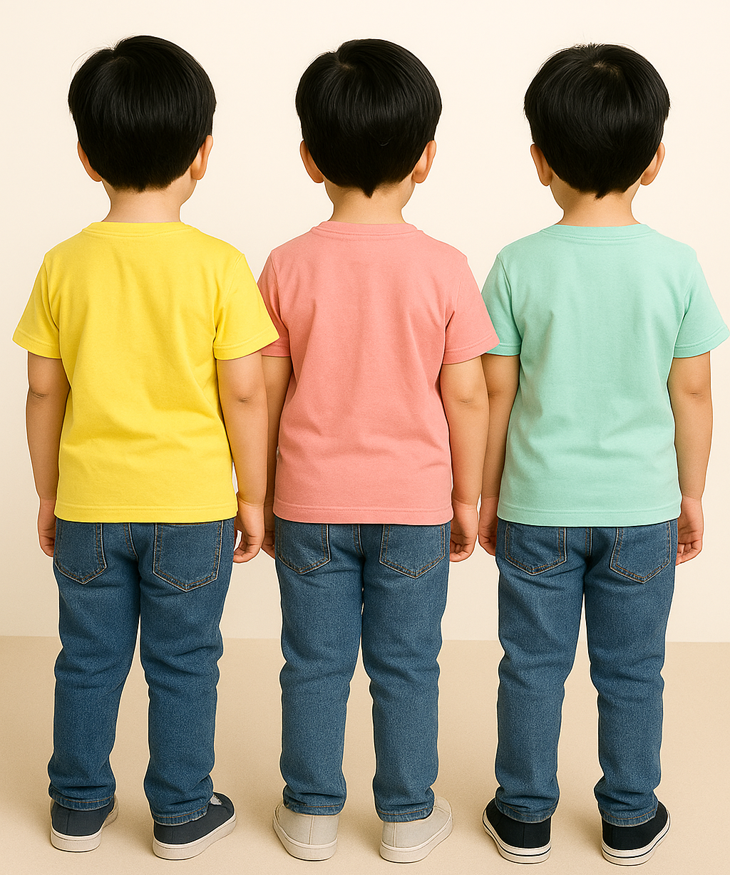 Kids 100% Cotton Fine Tshirt With Printed Multi Colour | Age 1 to 6 Years (Pack of 3 Pieces)