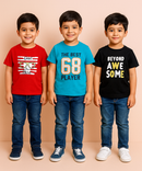 Kids 100% Cotton Fine Tshirt With Printed Multi Colour | Age 1 to 6 Years (Pack of 3 Pieces)