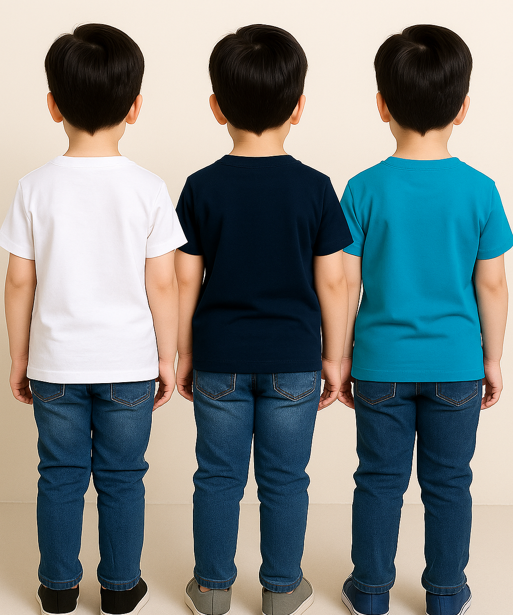 Kids 100% Cotton Fine Tshirt With Printed Multi Colour | Age 1 to 6 Years (Pack of 3 Pieces)