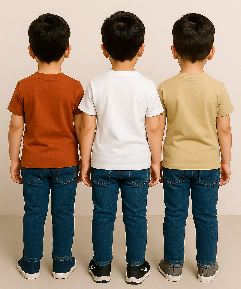 Kids 100% Cotton Fine Tshirt With Printed Multi Colour | Age 1 to 6 Years (Pack of 3 Pieces)