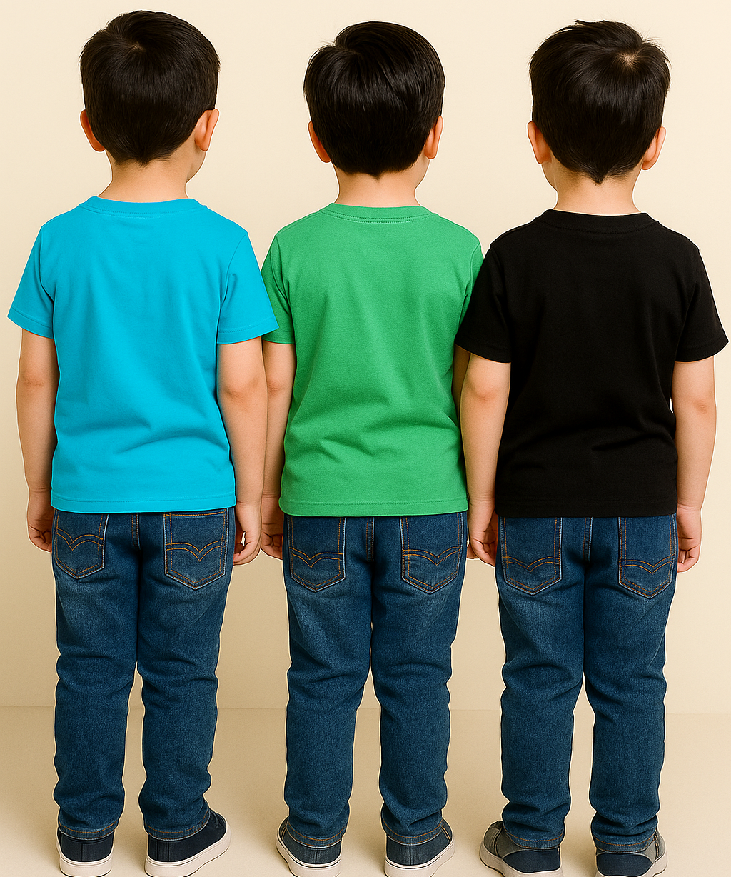 Kids 100% Cotton Fine Tshirt With Printed Multi Colour | Age 1 to 6 Years (Pack of 3 Pieces)