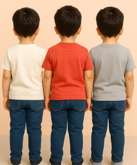 Kids 100% Cotton Fine Tshirt With Printed Multi Colour | Age 1 to 6 Years (Pack of 3 Pieces)