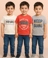Kids 100% Cotton Fine Tshirt With Printed Multi Colour | Age 1 to 6 Years (Pack of 3 Pieces)