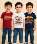Kids 100% Cotton Fine Tshirt With Printed Multi Colour | Age 1 to 6 Years (Pack of 3 Pieces)
