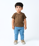 Kids Emboss Tshirt | Brown Color | Fabric Pre Printed Emboss | Dryfit Fabric | Age 0 to 6 Years