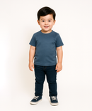 Kids Emboss Tshirt | Lite Dark Blue Color | Fabric Pre Printed Emboss | Dryfit Fabric | Age 0 to 6 Years