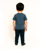 Kids Emboss Tshirt | Lite Dark Blue Color | Fabric Pre Printed Emboss | Dryfit Fabric | Age 0 to 6 Years