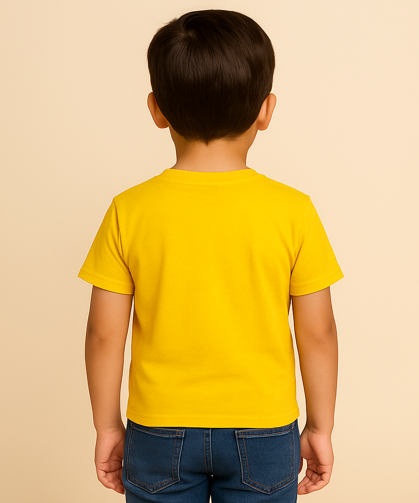 Kids Tshirt Printed 100% Cotton Single Jersey Yellow Color Rolls Run Tshirt