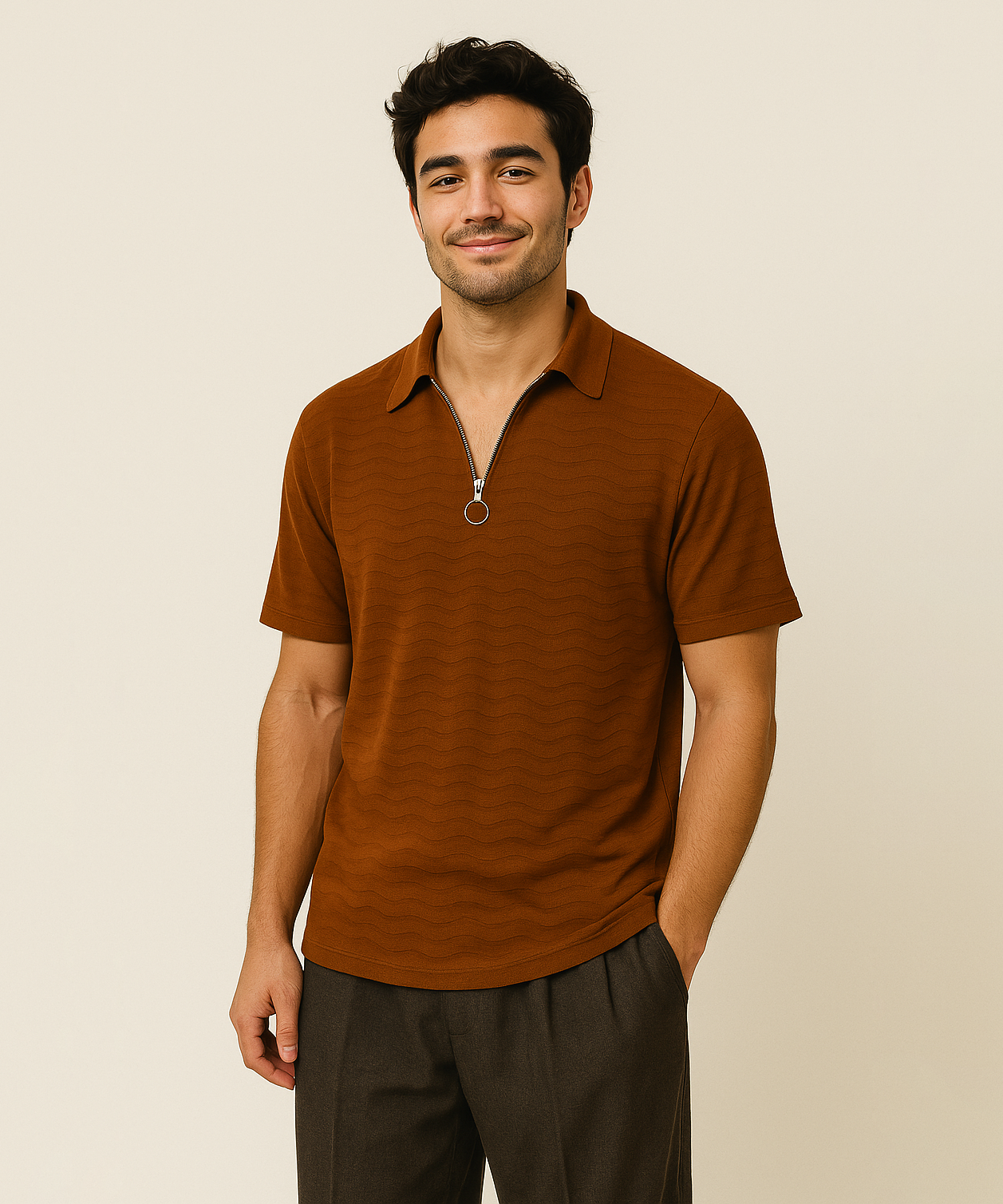 Korean Old Money Trending Oversized Tshirt / Brown Color / Solid Brand