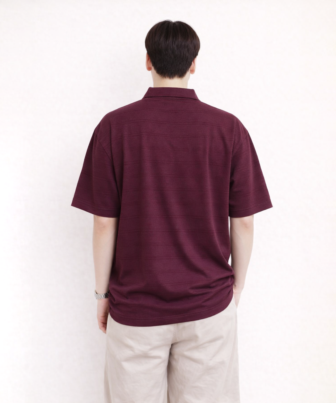 Korean Old Money Trending Oversized T-shirt / Maroon Color / Solid Brand