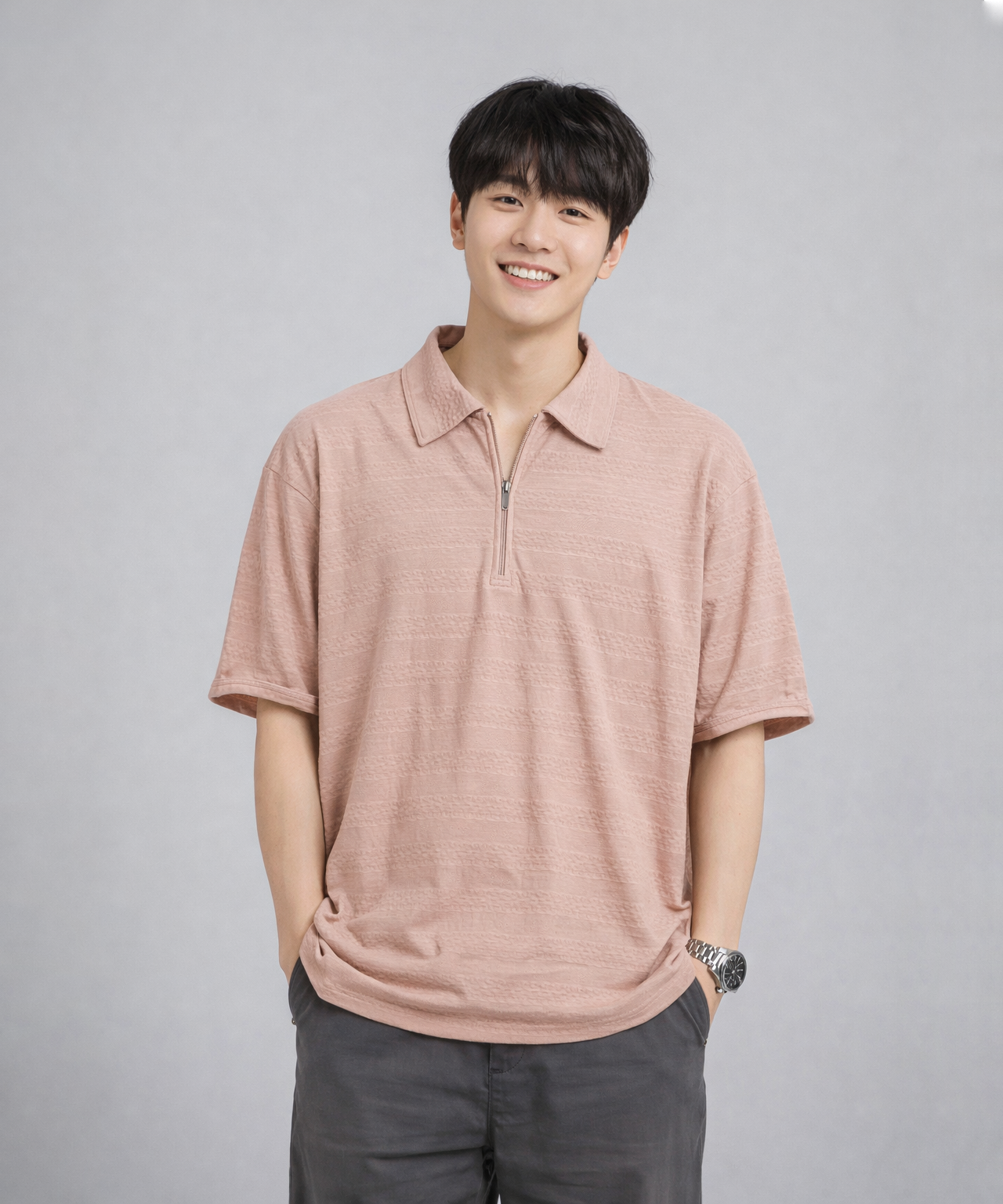 Korean Old Money Trending Oversized T-shirt / Peach Color / Solid Brand