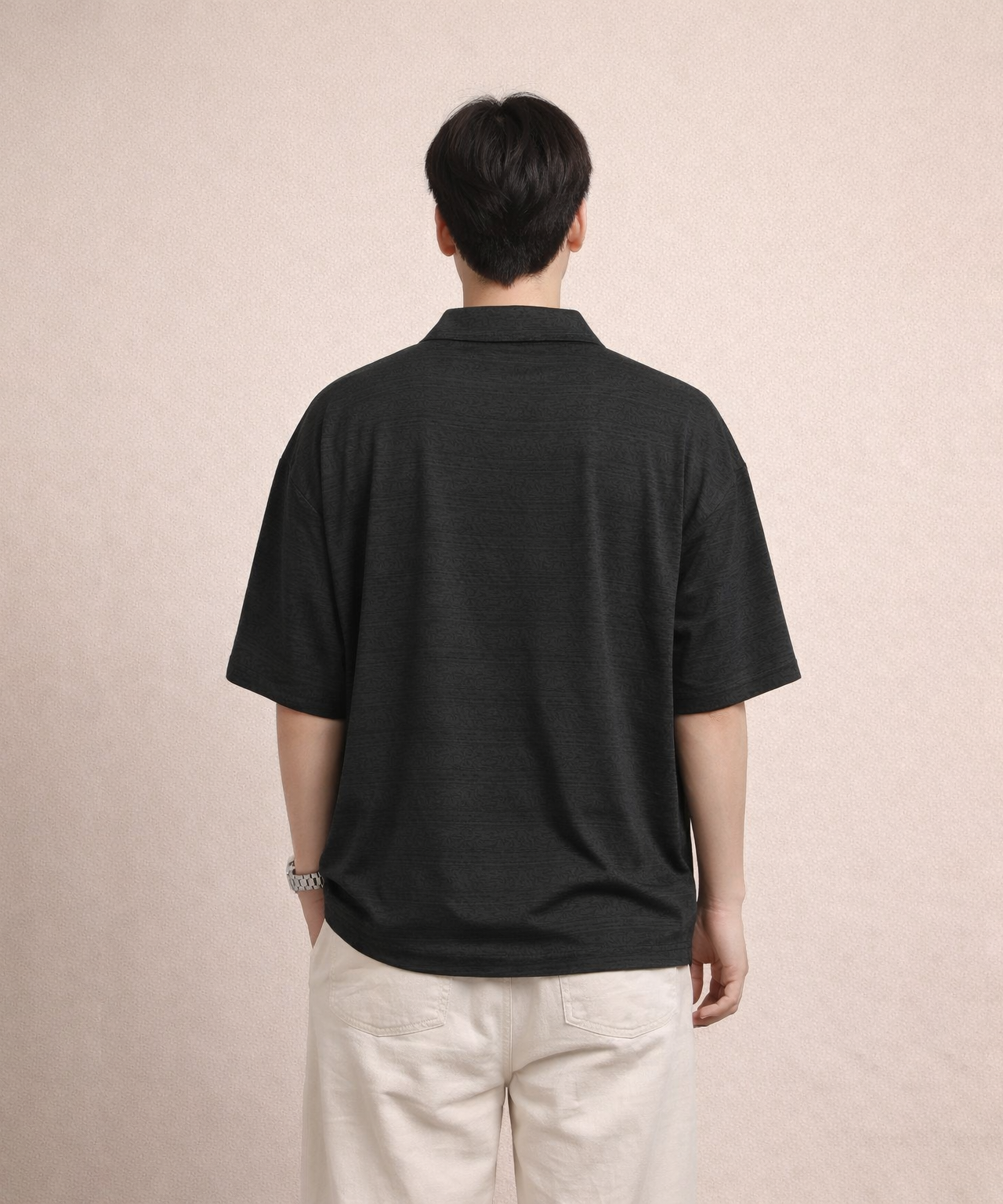 Korean Old Money Trending Oversized T-shirt / Dark grey Color / Solid Brand