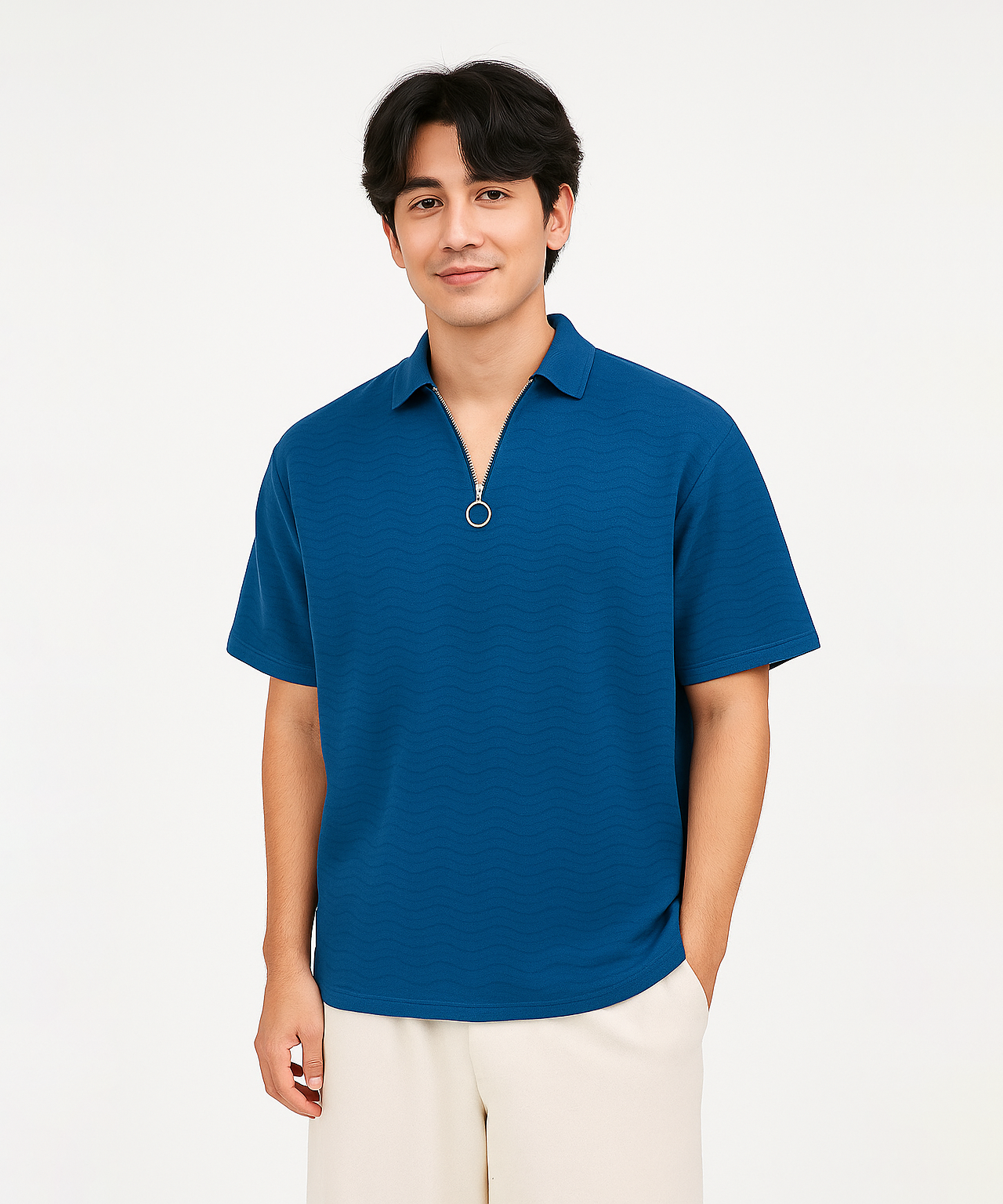 Korean Old Money Trending Oversized Tshirt / Royal Blue Color / Solid Brand