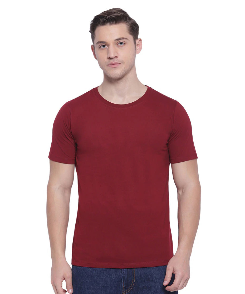 Premium Cotton Maroon Plain Round Neck Tshirt