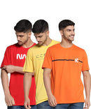 Men's Half Sleeve Printed Round Neck Multicolor T-Shirt Combo (Pack of 3)