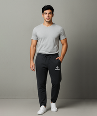 Rolls Run Branded Mens Cotton Track Pant | Dark Grey Color | 100% Pure Cotton Loopknit Fabric | Sizes M to 2XL