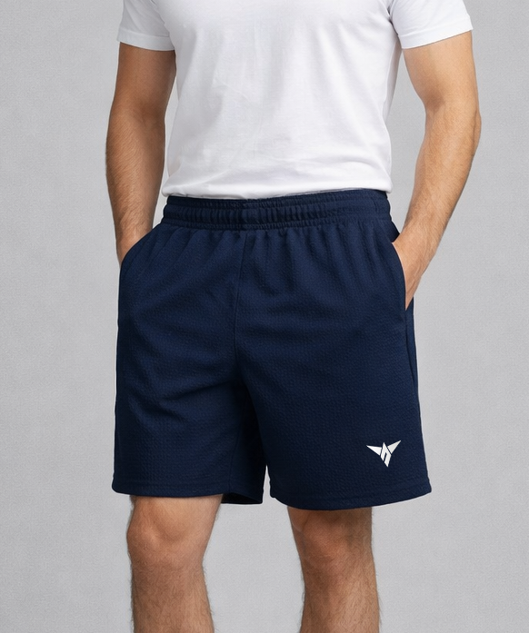 Men's Popcorn Fabric Shorts for Regular Wear | Navy Color | Sizes M, L, XL, 2XL