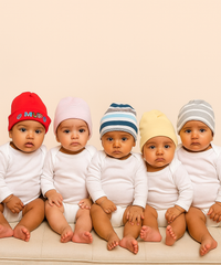 New Born Baby Soft Cotton Cap For Unisex 0-2 Years Pack Of 5 Pcs