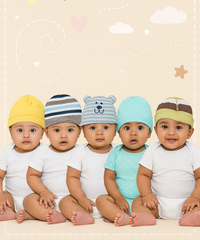 New Born Baby Soft Cotton Cap For Unisex 0-2 Years Pack Of 5 Pcs