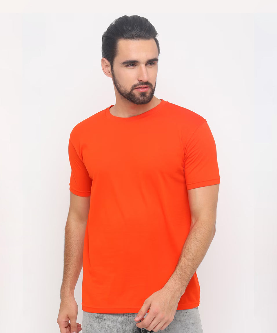 Premium Cotton Orange Plain Round Neck Tshirt