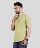 New Life Mens Light Green Lycra Shirt, Formal Shirt, Half sleeve Plain Shirt, Plain Shirt, Men’s Regular Fit Shirt, Stretchable Spread Shirt