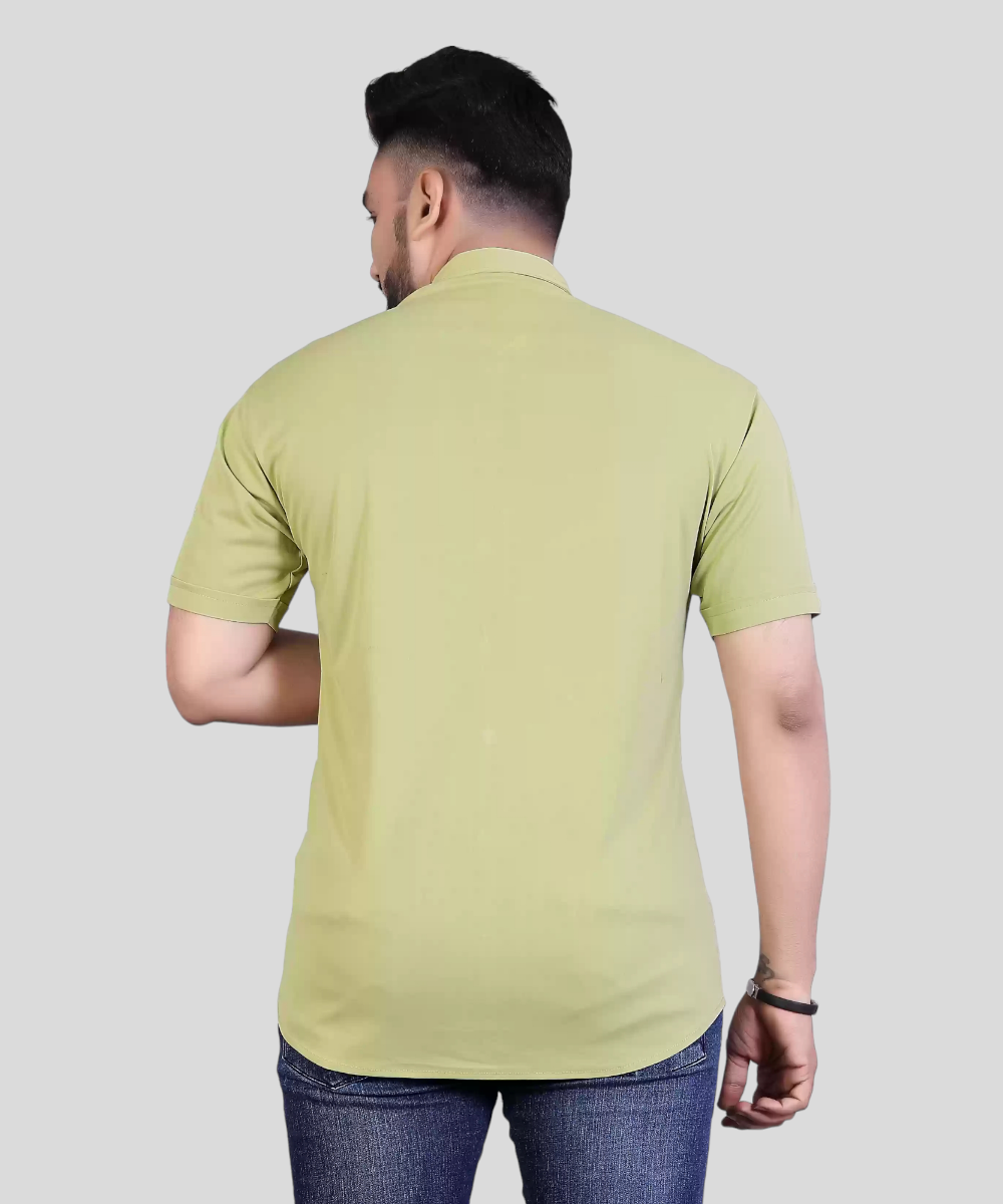 New Life Mens Light Green Lycra Shirt, Formal Shirt, Half sleeve Plain Shirt, Plain Shirt, Men’s Regular Fit Shirt, Stretchable Spread Shirt