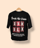 Denim Black Drop Shoulder/Oversized Tshirt  With Anime Printed