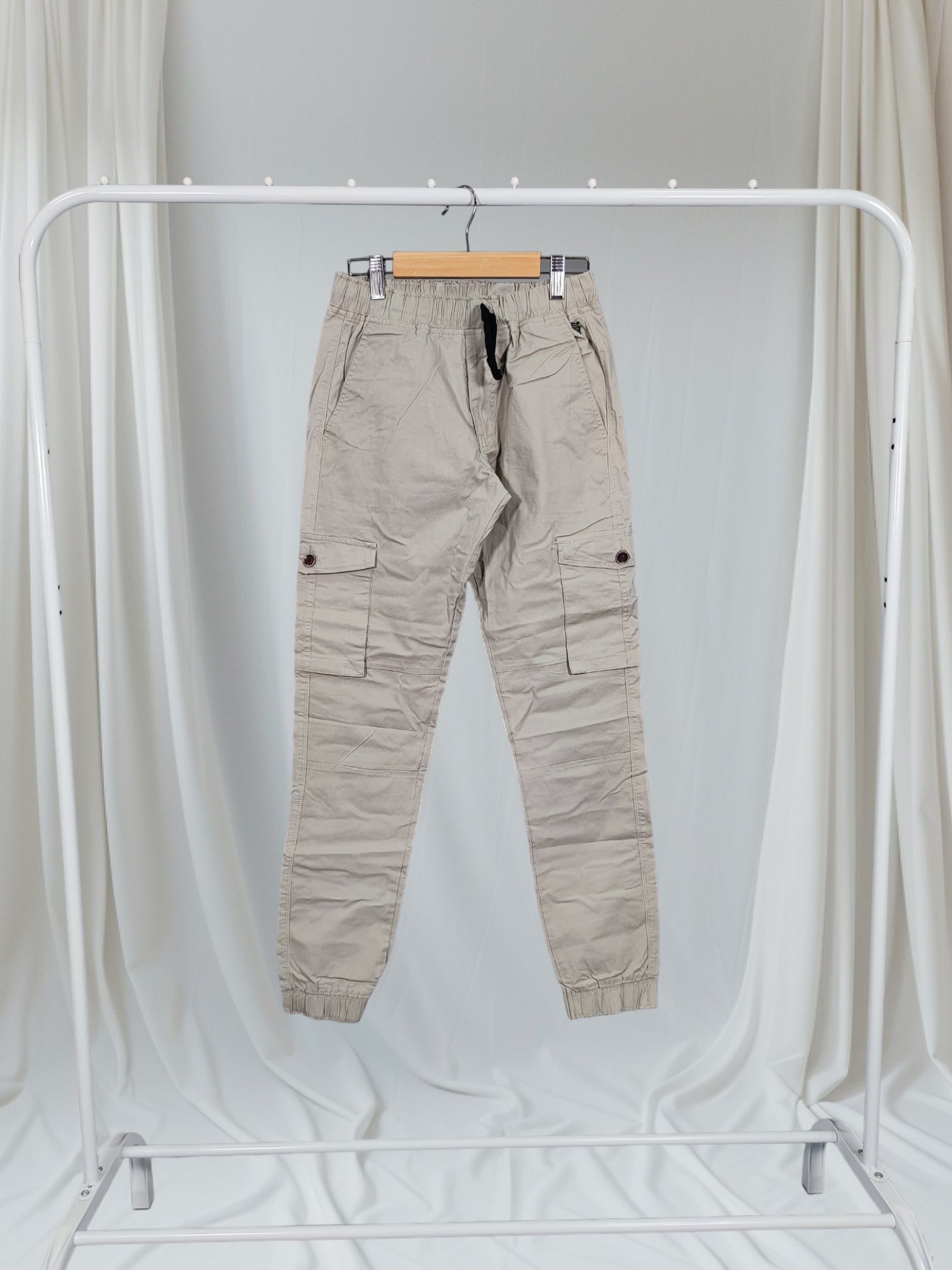 R20 Mens Gray Cargo Pant, Jogger Pant With Bottom Cuff, 6 Pocket