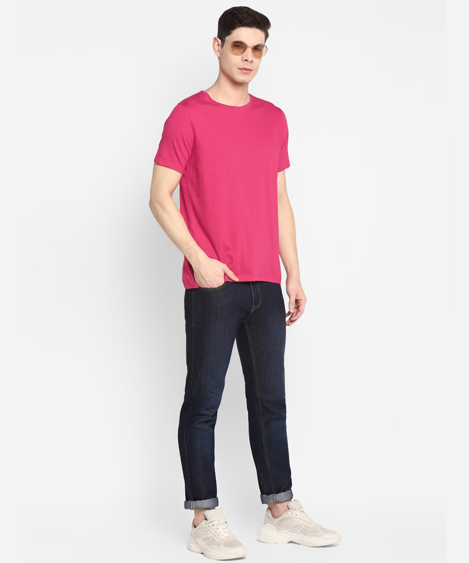 Premium Cotton Pink Plain Round Neck Tshirt